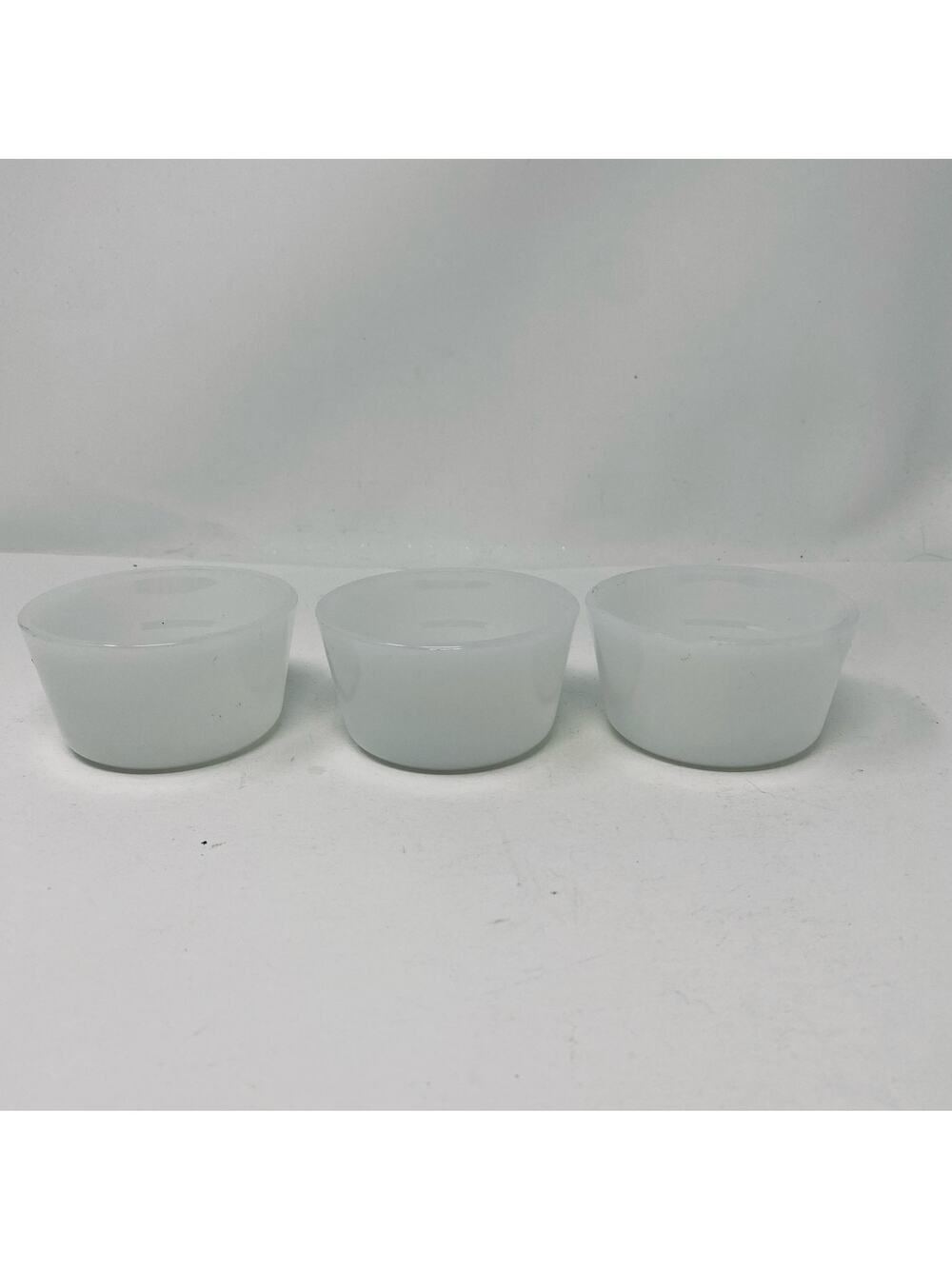 Bakelite milk glass white small ramekins, set of 3